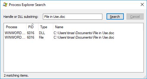 Instructions pour supprimer le fichier utilisé par un autre programme