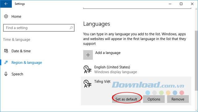 How to change the Vietnamese language for Windows 10