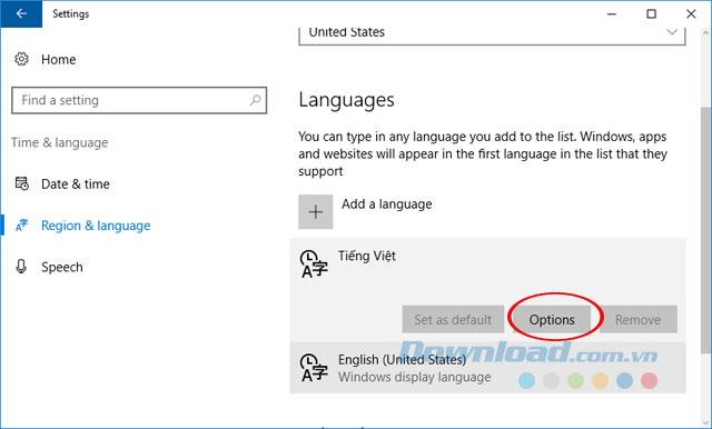 How to change the Vietnamese language for Windows 10