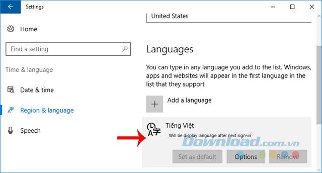 Comment changer la langue vietnamienne pour Windows 10