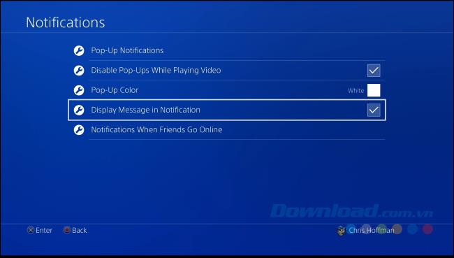 Instructions for disabling pop-up notifications in PlayStation 4