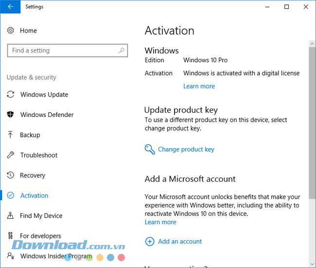 Instructions pour vérifier et activer Windows 10