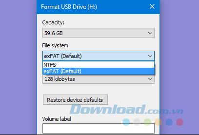 Le format USB est supérieur à 32 Go avec FAT32 sous Windows