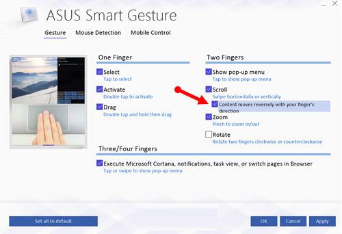 How to reverse the scroll direction in Windows 10