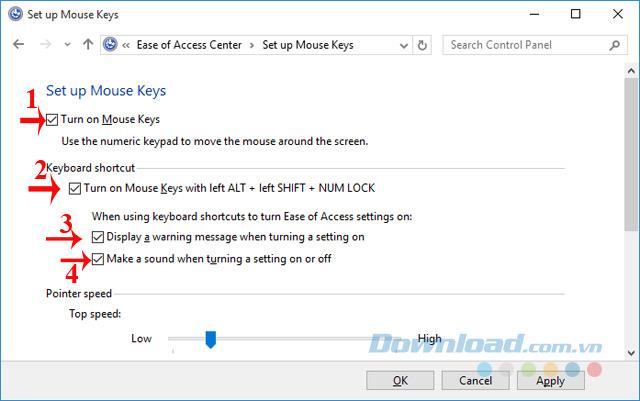 How to enable the Mouse Keys feature on Windows 10