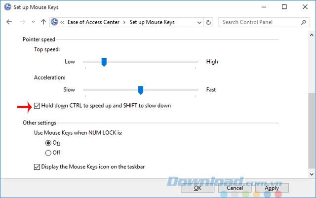 How to enable the Mouse Keys feature on Windows 10