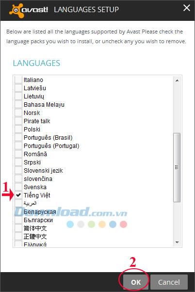 Installer la langue vietnamienne pour Avast Free Antivirus