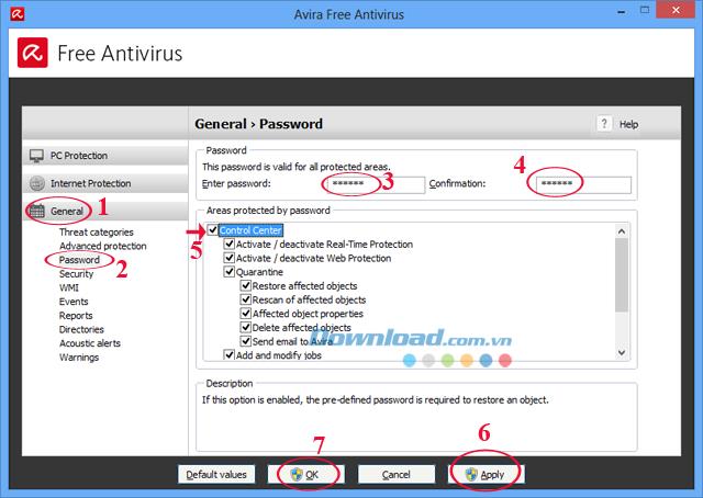 Protégez vos paramètres Avira Free AntiVirus avec un mot de passe