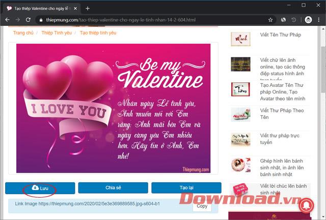 Instructions pour créer des cartes Valentine en ligne