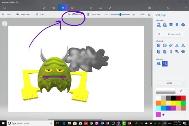 Instructions pour créer des modèles et utiliser la réalité mixte dans Microsoft Paint 3D