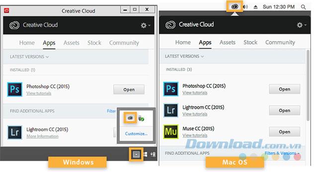 Arahan untuk memuat turun dan memasang aplikasi Adobe Creative Cloud