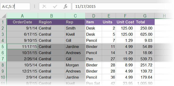 Instructions for using Name Box in Excel