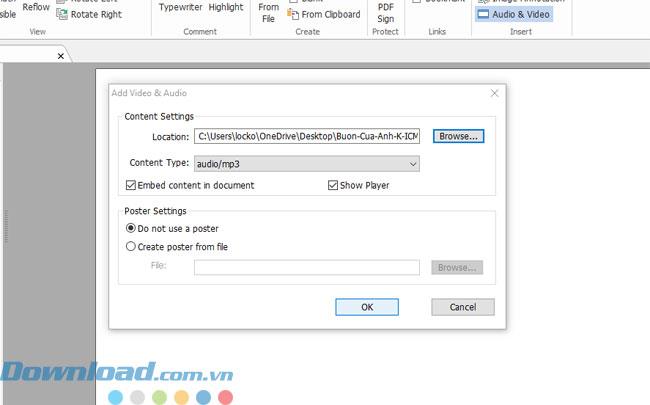 Instructions for inserting audio into PDF files with Foxit Reader