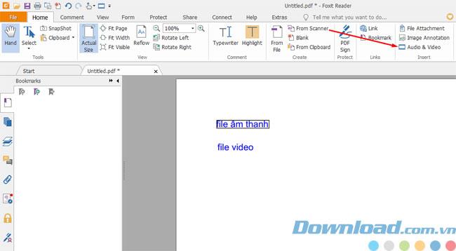 Instructions for inserting audio into PDF files with Foxit Reader