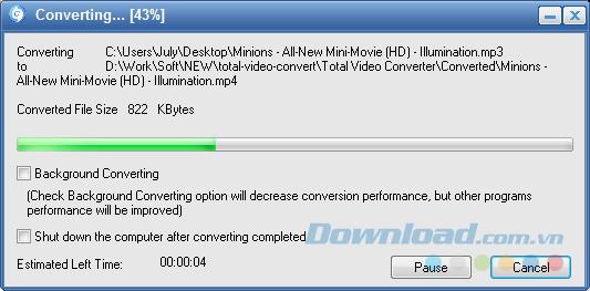 Convertissez très rapidement des vidéos MP3 en MP4 avec Total Video Converter