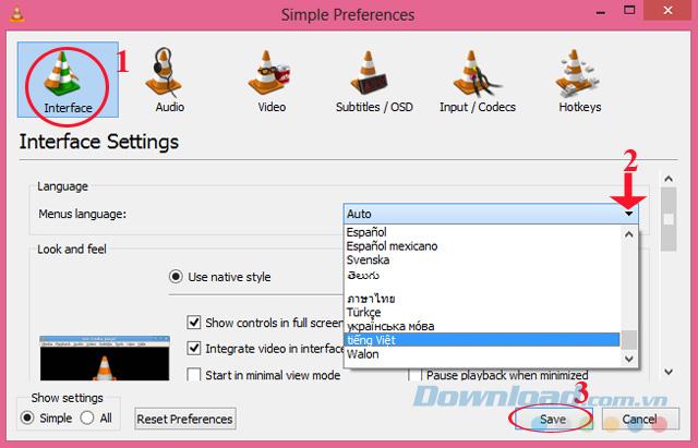 How to change the Vietnamese language for VLC Media Player