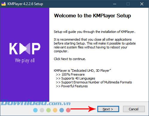 Instructions for installing and using KMPlayer to watch HD videos