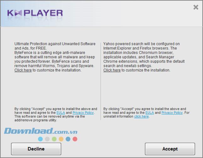 Instructions for installing and using KMPlayer to watch HD videos