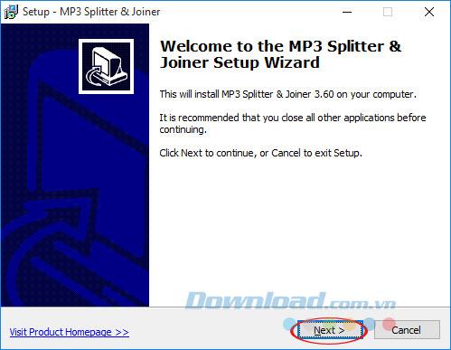 Instructions for installing MP3 Splitter & Joiner to cut and join music