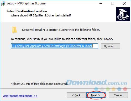 Instructions for installing MP3 Splitter & Joiner to cut and join music