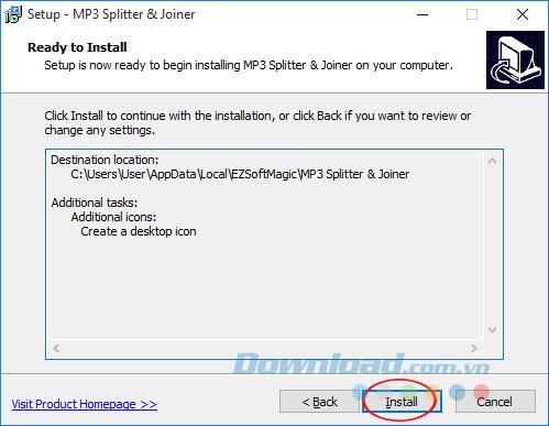 Instructions for installing MP3 Splitter & Joiner to cut and join music