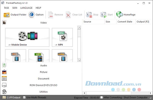 Instructions for installing and using Format Factory to change video extensions