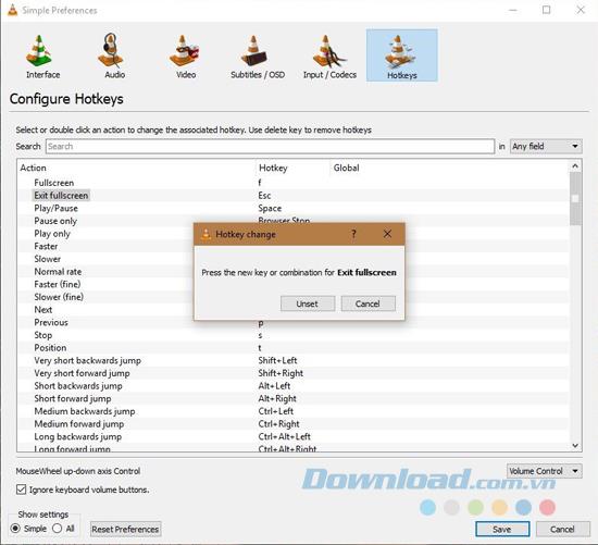 vlc media player keyboard shortcuts jump backward