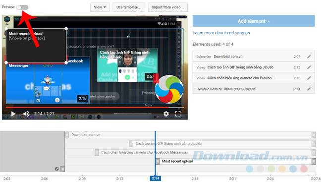 How to insert videos at the end of clips on Youtube