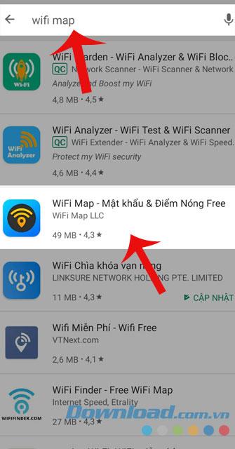 Anweisungen zur Installation und Verwendung von Wifi Map auf dem Telefon