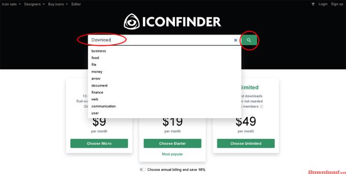 Instructions for downloading free icons on Iconfinder
