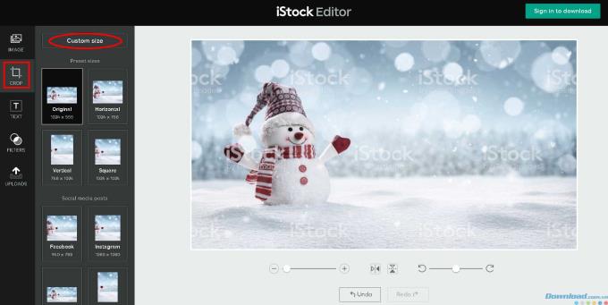 Instructions to edit and download photos on iStockPhoto