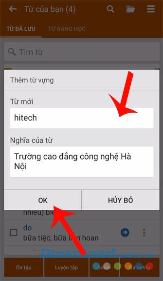 Instructions to add vocabulary in Vietnamese English Dictionary TFLAT