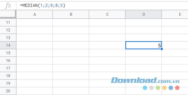 How to use the MEDIAN function on Google Sheets