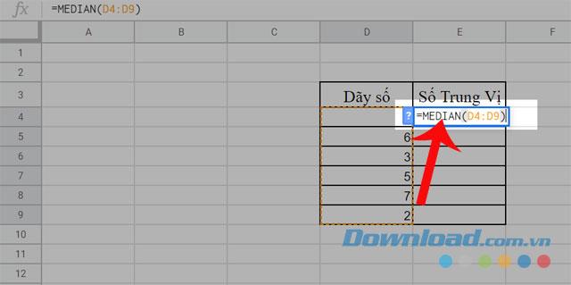 How to use the MEDIAN function on Google Sheets