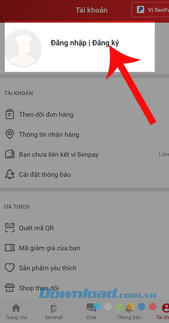 Instructions for setting up and registering Sendo account on your phone