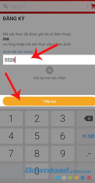 Instructions for setting up and registering Sendo account on your phone