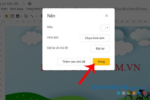 Instructions to change the background image in Google Slides