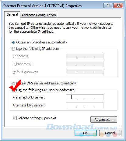 Change Google DNS, DNS OpenDNS to speed up Internet access