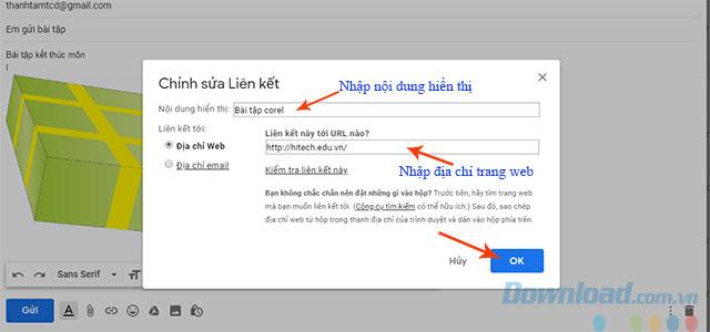 How to insert links in photos when composing Gmail