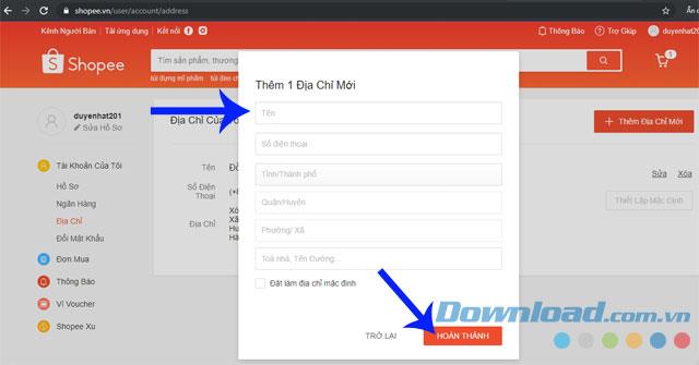 Instructions for adding shipping addresses on Shopee