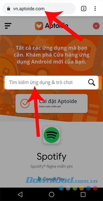 Instructions to download the application on Aptoide