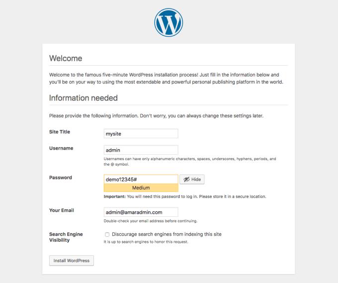 Anweisungen zur Installation von WordPress auf localhost
