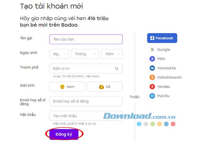 How to create a Badoo account