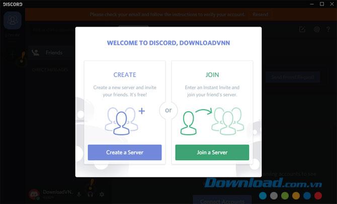 Instructions for downloading, creating an account and logging into Discord