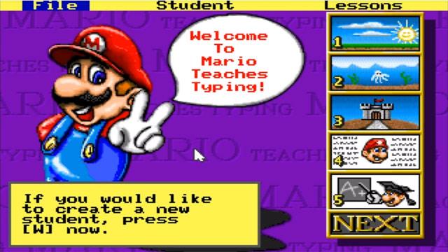 Übe schnelles Tippen mit Mario Teaches Typing