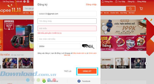 Instructions to create a Shopee account on your computer