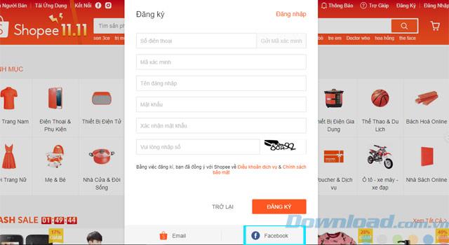 Instructions to create a Shopee account on your computer