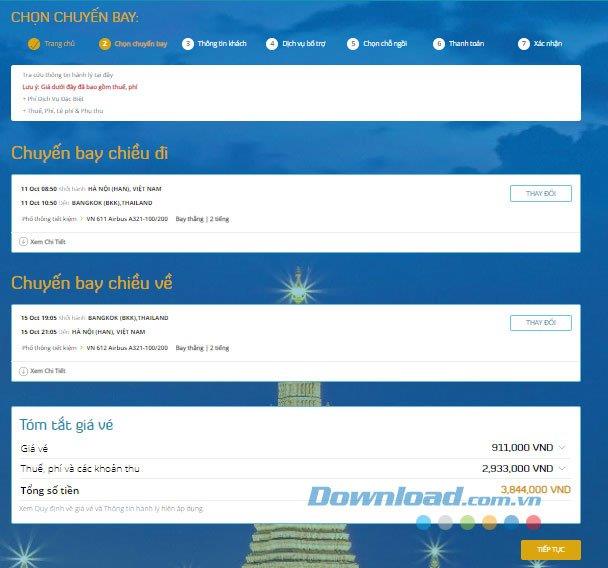 Instructions on how to book Vietnam Airlines flights online