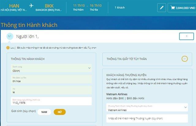 Instructions on how to book Vietnam Airlines flights online