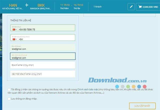 Instructions on how to book Vietnam Airlines flights online